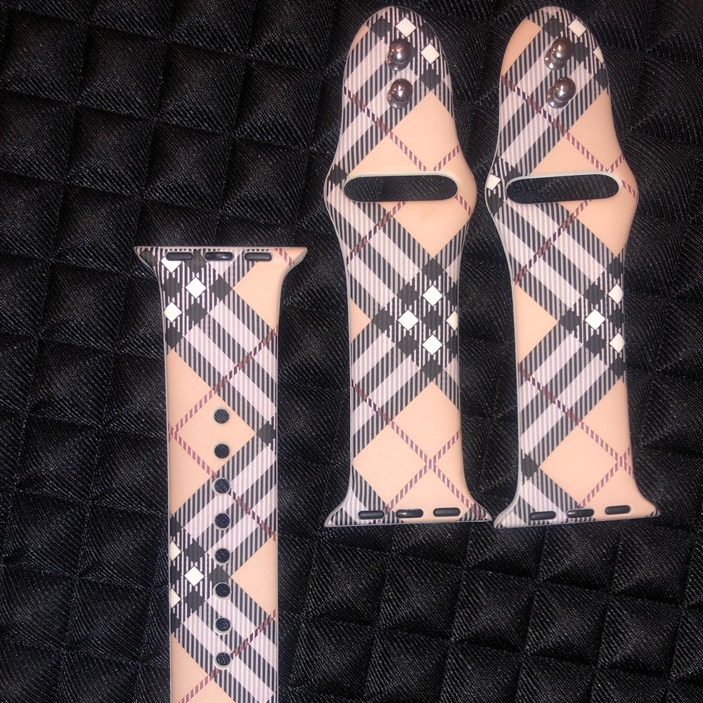 Designer inspired Plaid silicone Apple Watch band. Sm/med. 38/40